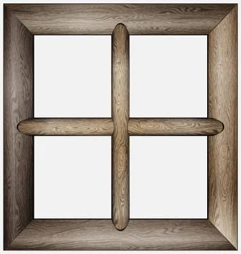 Vector illustration brown colored woogen frame window Stock Illustration