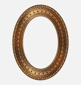 Vector illustration brown colored woogen oval frame Stock Illustration