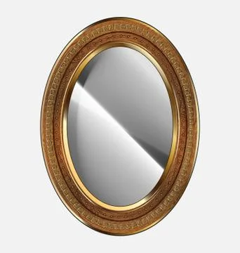 Vector illustration brown colored woogen oval frame mirror Stock Illustration