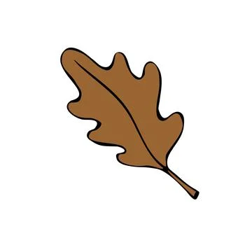 Vector illustration of brown oak leaf. Simple flat clip art, design element i Stock Illustration