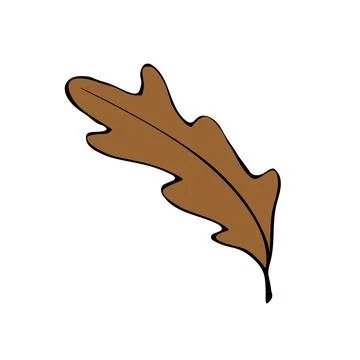 Vector illustration of brown oak leaf. Simple flat clip art, design element i 스톡 일러스트