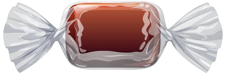 Vector Illustration of a Brown Toffee Candy in Clear Wrapper Illustrazione stock