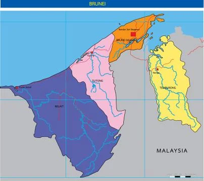 Vector illustration of  Brunei map Stock Illustration