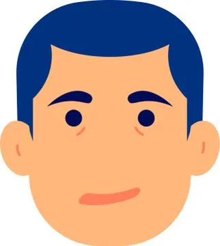 Vector illustration of brunette man's face on white background. Face in front Illustration