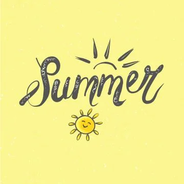 Vector illustration Brush lettering composition of Summer Vacation on yellow Illustrazione stock