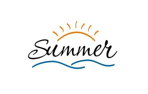 Vector illustration Brush lettering composition of Summer Vacation isolated o Stock Illustration