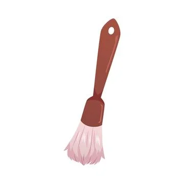 Vector illustration of a brush or paintbrush with a long wooden handle. Stock Illustration