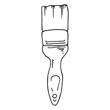 Vector illustration of a brush in paint. Hand drawn brush. Stock Illustration