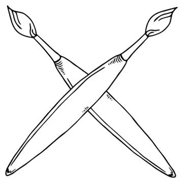 Vector illustration of a brush in paint. Hand drawn brush. Stock Illustration