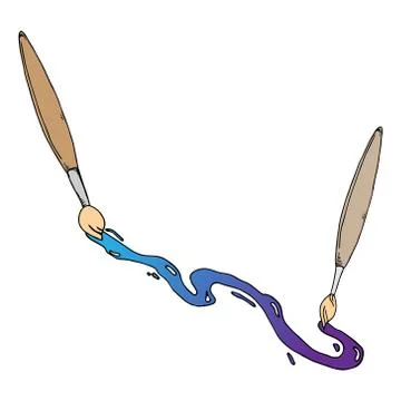 Vector illustration of a brush in paint. Hand drawn brush. Stock Illustration