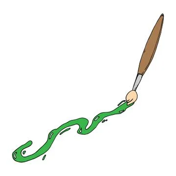 Vector illustration of a brush in paint. Hand drawn brush. Stock Illustration