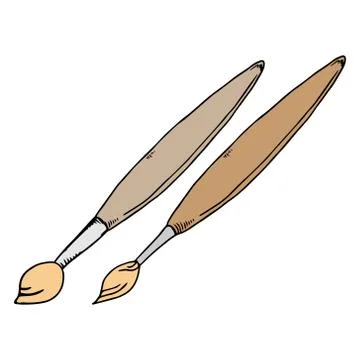 Vector illustration of a brush in paint. Hand drawn brush. Stock Illustration