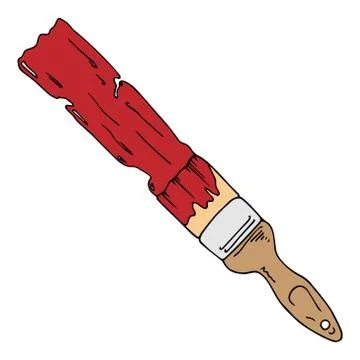 Vector illustration of a brush in paint. Hand drawn brush. Stock Illustration