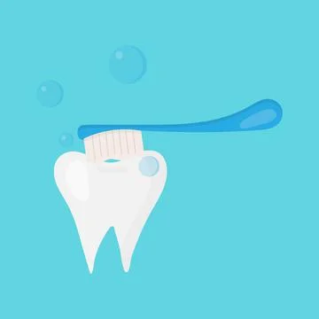 Vector illustration of brushing a tooth with a toothbrush Stock Illustration