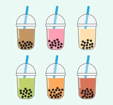 Vector illustration of bubble milk tea vector set Illustrazione stock