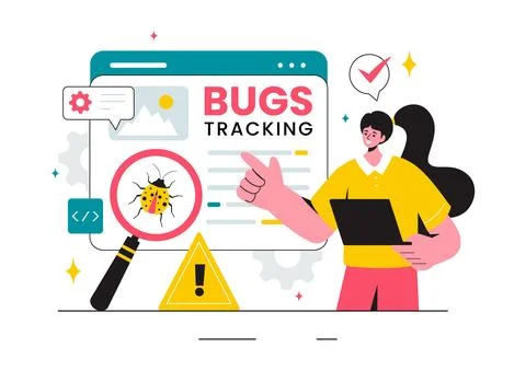 Vector Illustration of a Bug Tracking Tool with Mobile Phone Protection fro.. Stock Illustration