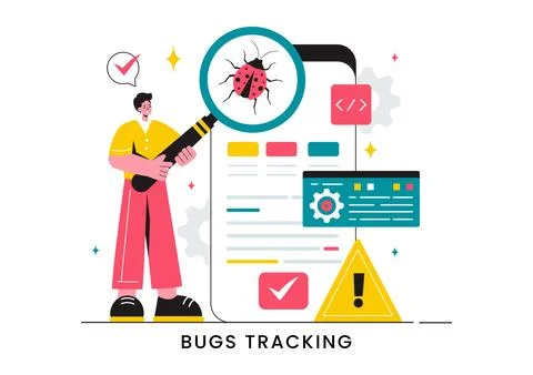Vector Illustration of a Bug Tracking Tool with Mobile Phone Protection fro.. Stock Illustration
