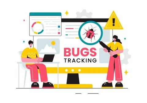 Vector Illustration of a Bug Tracking Tool with Mobile Phone Protection fro.. Stock Illustration