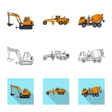 Vector illustration of build and construction sign. Set of build and machinery Stock-Illustration