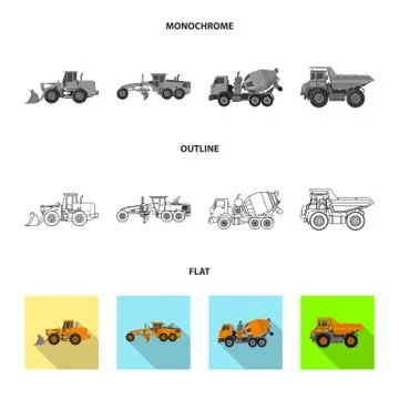 Vector illustration of build and construction sign. Set of build and machinery Stock-Illustration
