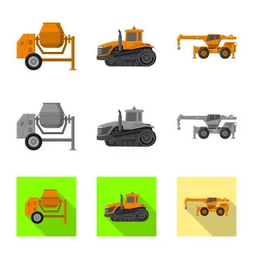 Vector illustration of build and construction sign. Set of build and machinery Stock-Illustration