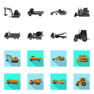 Vector illustration of build and construction symbol. Set of build and machinery Stock-Illustration