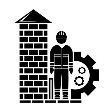 Vector illustration, builder contractor icon. Industry. Stock Illustration
