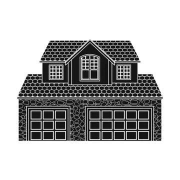 Vector illustration of building and front icon. Set of building and roof stock Ilustración de archivo