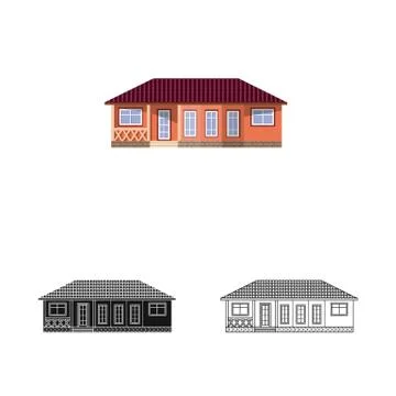 Vector illustration of building and front logo. Collection of building and roof Ilustración de archivo