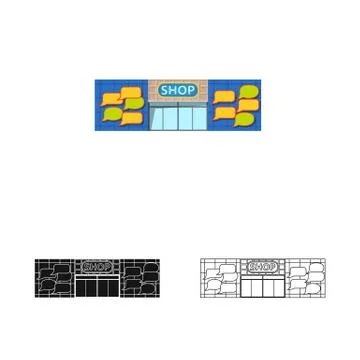 Vector illustration of building and front icon. Set of building and roof stock Ilustración de archivo