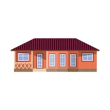 Vector illustration of building and front sign. Collection of building and roof Ilustración de archivo