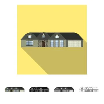 Vector illustration of building and front icon. Set of building and roof stock Ilustración de archivo