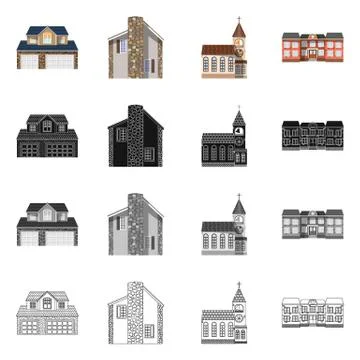 Vector illustration of building and front symbol. Collection of building and Stock Illustration