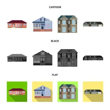 Vector illustration of building and front icon. Collection of building and roof Ilustración de archivo