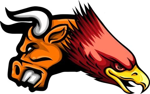 Vector illustration of bull and eagle head Stock Illustration