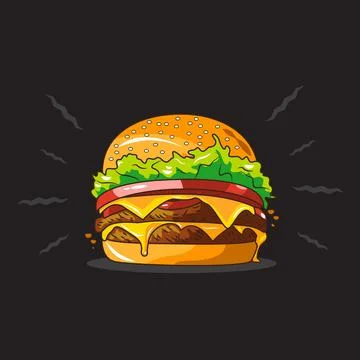 Vector illustration of burger cheese beef Stock Illustration