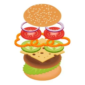 Vector illustration of burger on white background. Stock Illustration