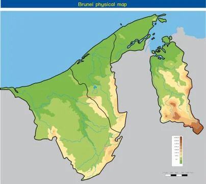 Vector illustration of Burnei physical map Stock Illustration