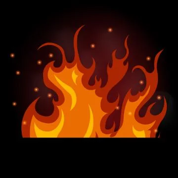 Vector illustration of burning fire on a black background Stockillustratie