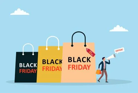 Vector illustration of a businessman announcing Black Friday offers Stock Illustration