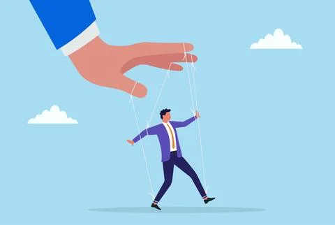 Vector illustration of a businessman being controlled like a puppet Stock Illustration