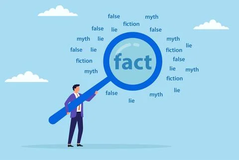 Vector illustration of a businessman fact checking with a large glass Illustrazione stock