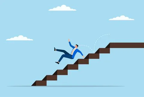 Vector illustration of a businessman falling down the stairs Illustrazione stock