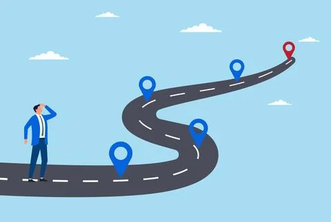 Vector illustration of a businessman finding a business roadmap and target Stock Illustration