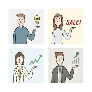 Vector illustration of businessman hand up present. Stock Illustration