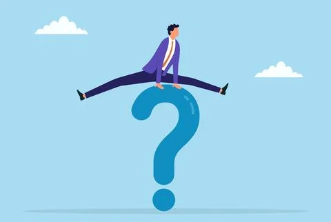 Vector illustration of a businessman jumping over a question mark Stock Illustration