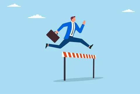 Vector illustration of a businessman skillfully jumping over an obstacle Stock Illustration