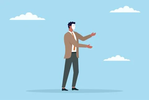 Vector illustration of a businessman standing while wearing a scam mask Stock Illustration