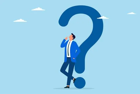 Vector illustration of a businessman thinking about a solution to a problem Stock Illustration