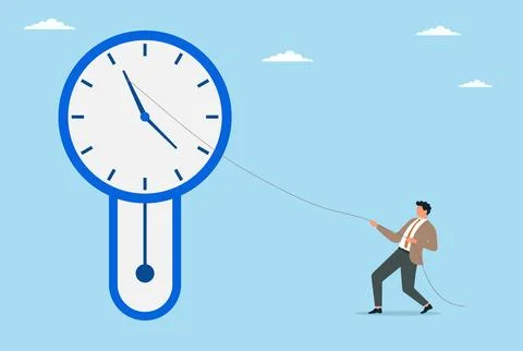 Vector illustration of a businessman trying to control time as a favorable Stock Illustration